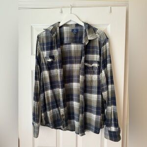 George Blue and Dark Green Plaid Flannel Shirt